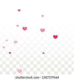 Hearts Random Falling Background. St. Valentine's Day pattern. Romantic Scattered Hearts Wallpaper. Vector Illustration. Cute Element of Design for Weddings.