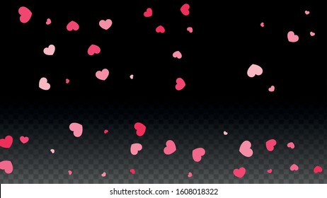 Hearts Random Falling Background. St. Valentine's Day pattern. Romantic Scattered Hearts Texture. Vector Illustration. Cute Element of Design for Weddings.