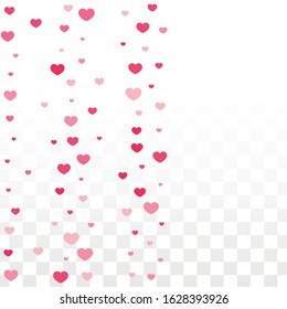 Hearts Random Falling Background. St. Valentine's Day pattern.  