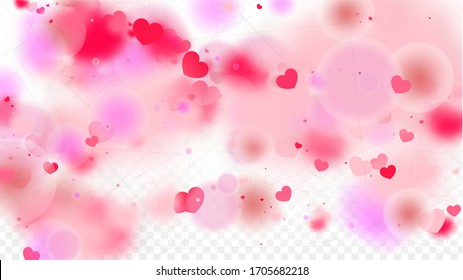 Hearts Random Falling Background. St. Valentine's Day pattern. Romantic Scattered Hearts Texture. Vector Illustration. Cute Element of Design for Posters.