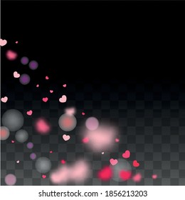 Hearts Random Falling Background. St. Valentine's Day pattern. Romantic Scattered Hearts Design Element. Vector Illustration. Cute Element of Design for Flyers.