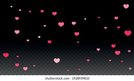 Hearts Random Falling Background. St. Valentine's Day pattern. Romantic Scattered Hearts Texture. Vector Illustration. Cute Element of Design for Banners.
