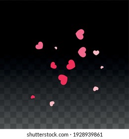Hearts Random Falling Background. St. Valentine's Day pattern. Romantic Scattered Hearts Wallpaper. Love. Sweet Moment. Gift. Cute Element of Design for Sales or Celebration.