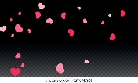 Hearts Random Falling Background. St. Valentine's Day pattern. Romantic Scattered Hearts Texture. Vector Illustration. Cute Element of Design for Flyers.