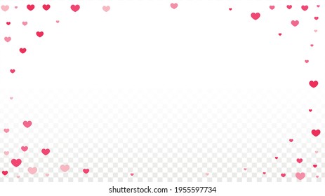 Hearts Random Falling Background. St. Valentine's Day pattern. Romantic Scattered Hearts Wallpaper. Vector Illustration. Cute Element of Design for Posters.