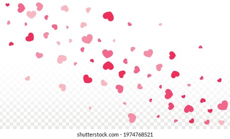Hearts Random Falling Background. St. Valentine's Day pattern. Romantic Scattered Hearts Wallpaper. Love. Sweet Moment. Gift. Cute Element of Design for Posters.