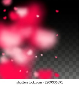 Hearts Random Falling Background. St. Valentine's Day pattern. Romantic Scattered Hearts Design Element. Vector Illustration. Cute Element of Design for Cards.