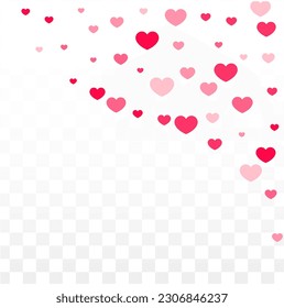 Hearts Random Falling Background. St. Valentine's Day pattern. Romantic Scattered Hearts Texture. Love. Sweet Moment. Gift. Cute Element of Design for Flyers.