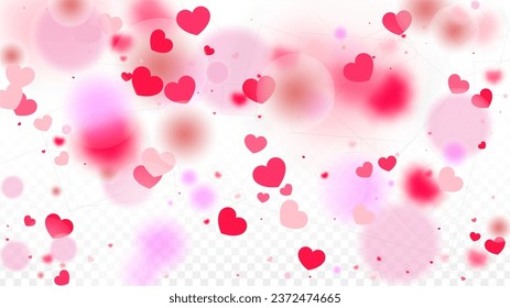 Hearts Random Falling Background. St. Valentine's Day pattern. Romantic Scattered Hearts Design Element. Love. Sweet Moment. Gift. Cute Element of Design for Birthday Party.