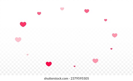 Hearts Random Falling Background. St. Valentine's Day pattern. Romantic Scattered Hearts Texture. Vector Illustration. Cute Element of Design for Posters.