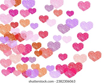 Hearts Random Falling Background. St. Valentine's Day pattern.  Place for text.