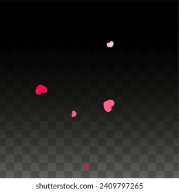 Hearts Random Falling Background. St. Valentine's Day pattern. Romantic Scattered Hearts Design Element. Vector Illustration. Cute Element of Design for Weddings.