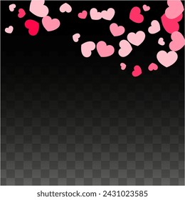 Hearts Random Falling Background. St. Valentine's Day pattern. Romantic Scattered Hearts Design Element. Love. Sweet Moment. Gift. Cute Element of Design for Flyers.