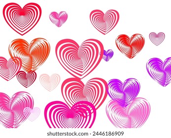 Hearts Random Falling Background. St. Valentine's Day pattern.  Cute Element of Design for Posters.