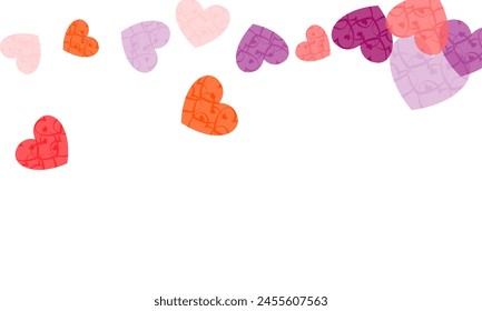 Hearts Random Falling Background. St. Valentine's Day pattern.  Place for text.