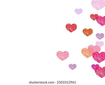 Hearts Random Falling Background. St. Valentine's Day pattern.   Vector illustration.