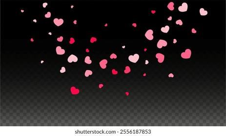 Hearts Random Falling Background. St. Valentine's Day pattern. Romantic Scattered Hearts Design Element. Vector Illustration. Cute Element of Design for Birthday Party.