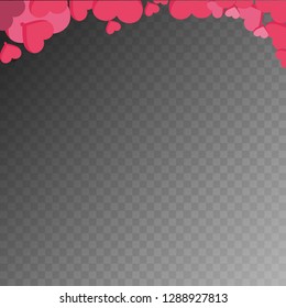 Hearts Random Falling Background. Valentine's Day Pattern. Romantic Scattered Hearts Design Element. Love. Sweet Moment. Gift. Wedding. Anniversary, Birthday. Vector Illustratuion. Cards. Posters.