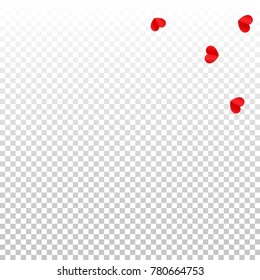 Hearts Random Falling Background. Valentine's Day Pattern. Romantic Scattered Hearts Design Element. Love. Sweet Moment. Gift. Wedding. Anniversary, Birthday. Vector Illustratuion. Cards. Posters.