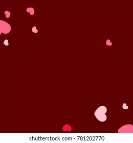Hearts Random Falling Background. Valentine's Day Pattern. Romantic Scattered Hearts Design Element. Love. Sweet Moment. Gift. Wedding. Anniversary, Birthday. Vector Illustratuion. Cards. Posters.