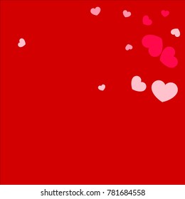 Hearts Random Falling Background. Valentine's Day Pattern. Romantic Scattered Hearts Design Element. Love. Sweet Moment. Gift. Wedding. Anniversary, Birthday. Vector Illustratuion. Cards. Posters.