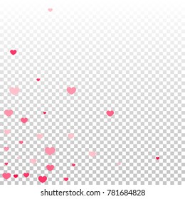Hearts Random Falling Background. Valentine's Day Pattern. Romantic Scattered Hearts Design Element. Love. Sweet Moment. Gift. Wedding. Anniversary, Birthday. Vector Illustratuion. Cards. Posters.