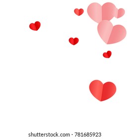 Hearts Random Falling Background. Valentine's Day Pattern. Romantic Scattered Hearts Design Element. Love. Sweet Moment. Gift. Wedding. Anniversary, Birthday. Vector Illustratuion. Cards. Posters.