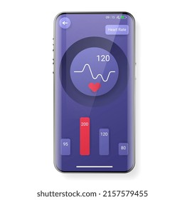 hearts rate user interface mobile app smartphone template, Smartphone redesign realistic object 