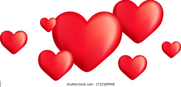 Hearts Realistic Render Red Symbol Love Stock Vector (Royalty Free ...