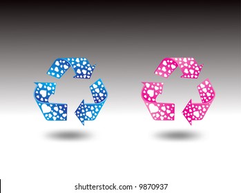 hearts recycle sign vector illustration abstract background