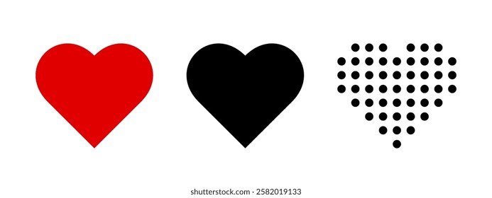 Hearts. Red black and a dotted heart