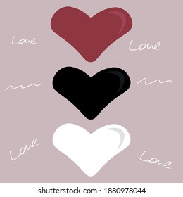 
hearts red black and white