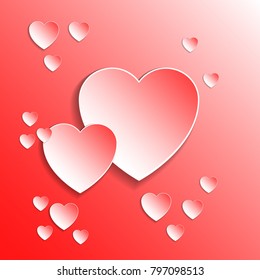 Hearts red Icon.Background red.