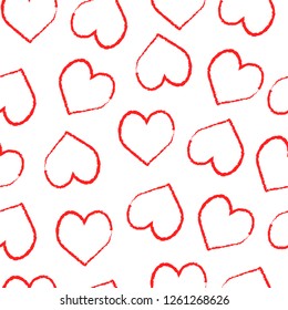 hearts red and white seamless pattern vector simple 