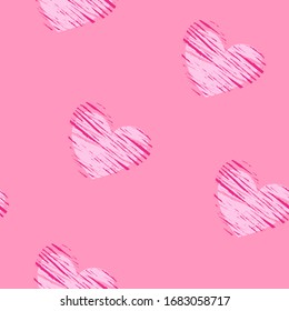 Hearts repeat print for Valentines day wrapping paper. Romantic seamless pattern for girl.