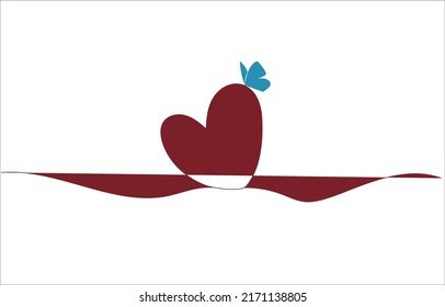 Hearts represent love drawings and there are butterfly on hearts using white background and red hearts.