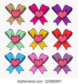 Hearts with ribbons