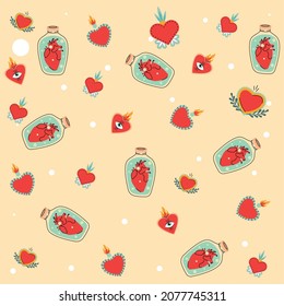 fondo de iconos de patrón romántico