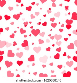 Hearts romantic seamless pattern background, cute Valentine design. Texture for wallpapers, fabric, wrap, web page backgrounds, vector illustration