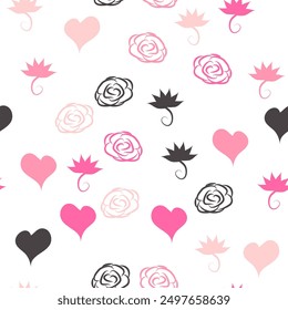 Hearts, roses, flowers pattern, additional pattern to the ballet collection.