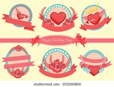 hearts and roses labels for wedding day