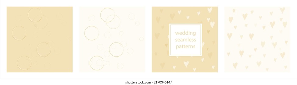 Hearts and round backgrounds set. Vector seamless texture. Love pattern for Wedding, St. Valentine's Day, etc.
