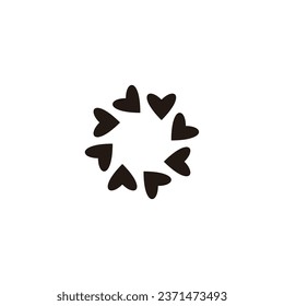 Hearts, rounded geometric symbol simple logo vector