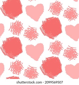 hearts and scratches seamless pattern, 14 February