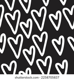 Hearts - seamless background, heart shape, black backround