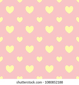 Hearts Seamless background with pastel sweet color, pink and yellow