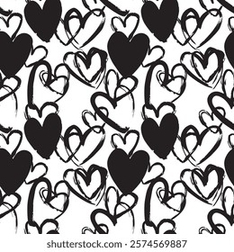 Hearts seamless background, Valentine pattern design. Trendy minimalistic hearts backdrop