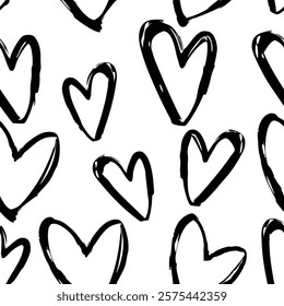 Hearts seamless background, Valentine pattern design. Trendy minimalistic hearts backdrop