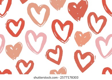 Hearts seamless background, Valentine pattern design. Trendy minimalistic hearts backdrop