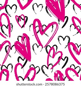Hearts seamless background, Valentine pattern design. Trendy minimalistic hearts backdrop